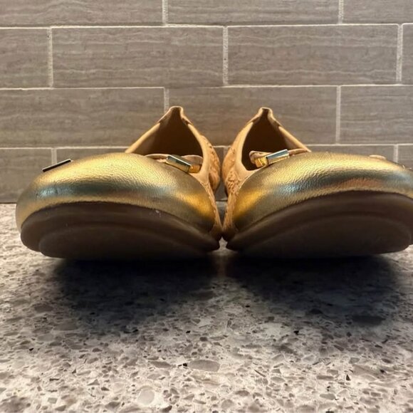 Women’s Vionic Cork & Gold Cap Toe Klara Ballet Flats with Arch Support-Size 7.5 - Picture 6 of 8